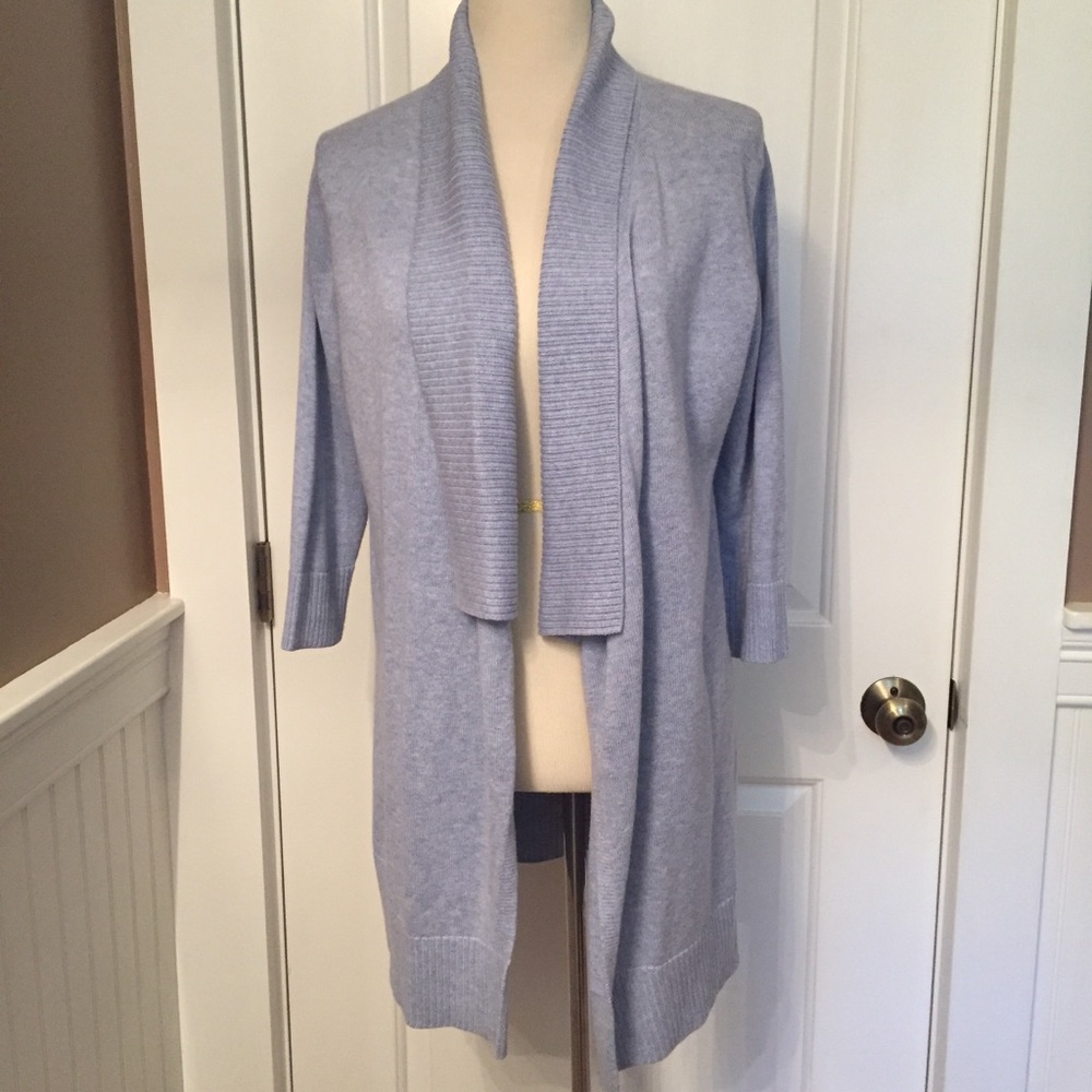EILEEN FISHER SWEATER CARDIGAN OPEN FRONT BLUE COTTON SIZE M